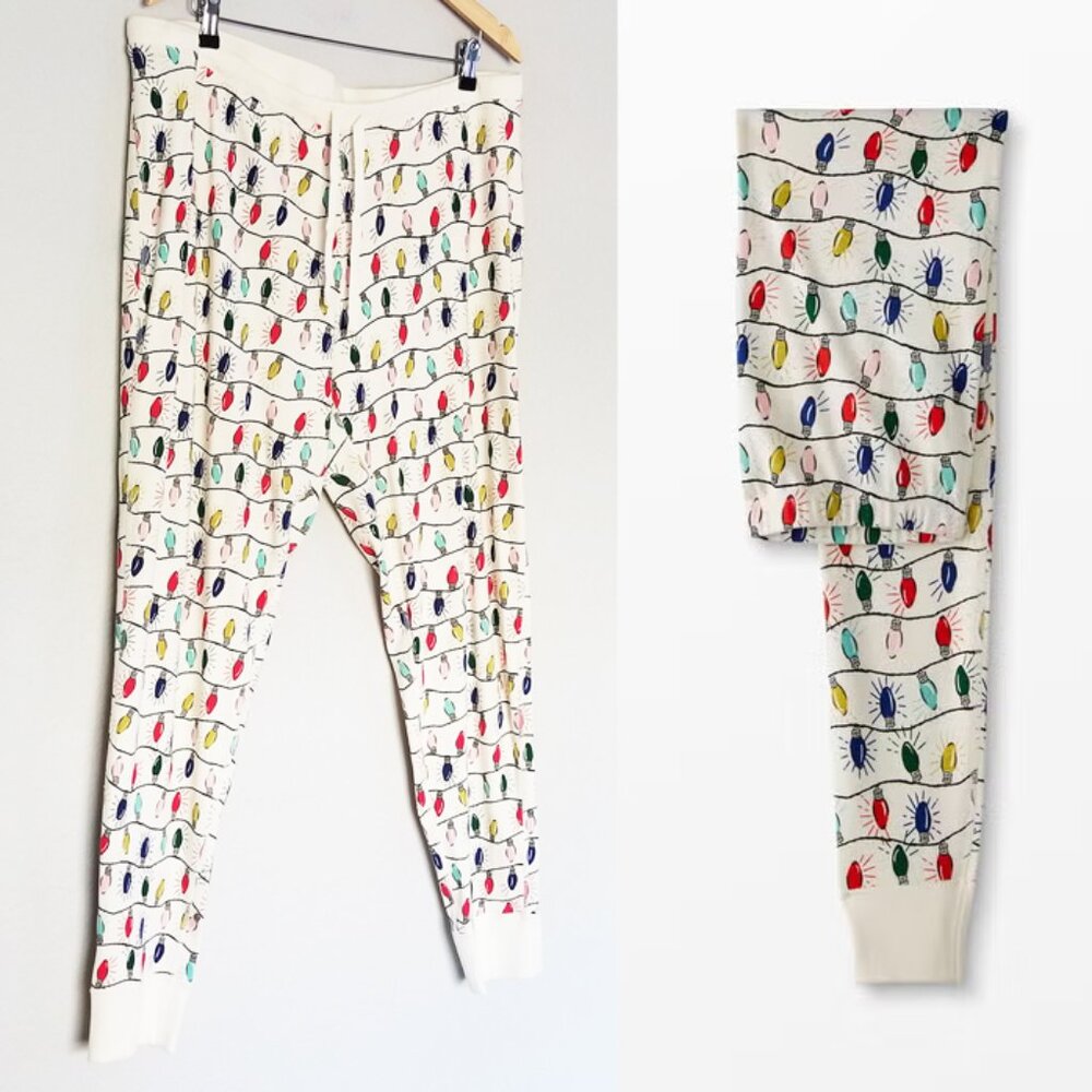 Hanna Andersson Holiday Christmas Long John Pajama Pants Bottoms XXL Bright Bulb
